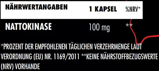 Big Zone Nattokinase – Nährwertangaben: Hochwertiger Nattokinase-Extrakt zur Unterstützung der Herz-Kreislauf-Gesundheit. Fördert eine gesunde Blutzirkulation und trägt zur Regulierung der Blutgerinnung bei. Ideal für alle, die Wert auf ihr Wohlbefinden legen.