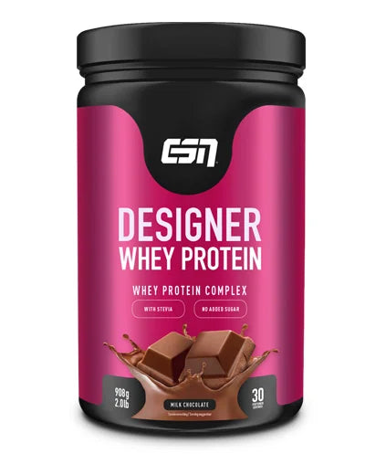 ESN Designer Whey Proteinpulver – Premium Eiweiß für Muskelaufbau in einer schwarzen Dose