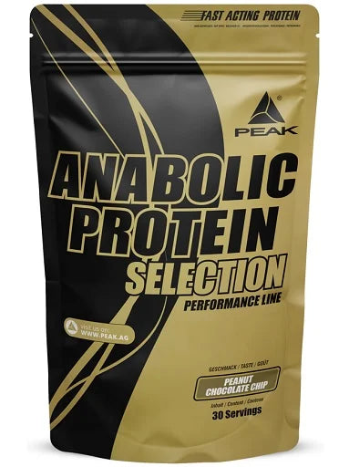 Produktbild von Peak Anabolic Protein Selection – eine fortschrittliche Proteinmischung aus Whey Protein Isolat, Whey Protein Konzentrat und Soja Protein Isolat, ideal für Muskelaufbau und Regeneration.